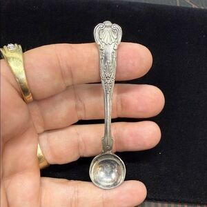 Elegant EPNS Silver Salt Spoon with Ornate Design